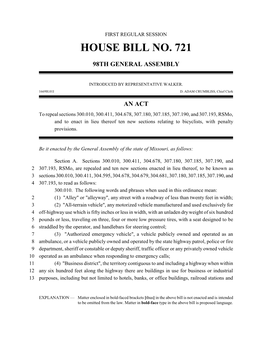 House Bill No. 721