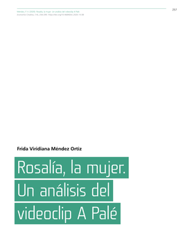 Rosalía, La Mujer. Un Análisis Del Videoclip a Palé