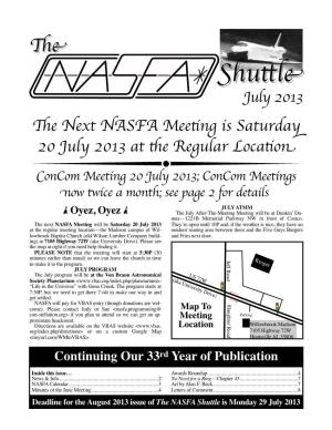 July 2013 NASFA Shuttle