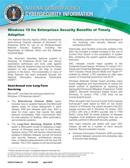 Windows 10 for Enterprises Security Benefits of Timely Adoption
