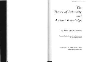 The Theory of Relativity and a Priori Knowledge