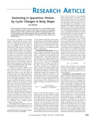 Swimming in Spacetime: Motion by Cyclic Changes in Body Shape