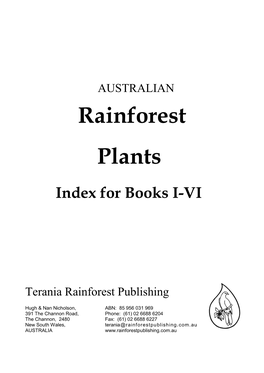 Rainforest Plants Index for Books I – VI