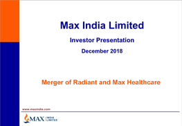 Merger of Radiant with Max Healthcare