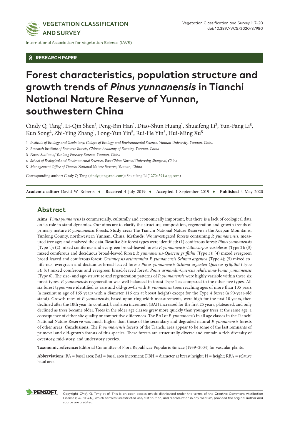 ﻿Forest Characteristics, Population Structure and Growth Trends Of