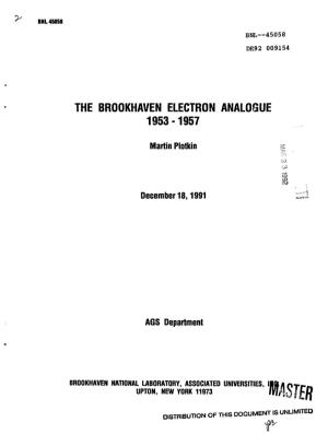 The Brookhaven Electron Analogue 1953-1957