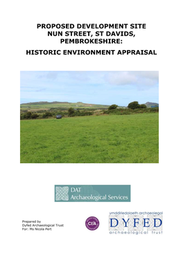 Nun Street, St Davids, Pembrokeshire: Historic Environment Appraisal