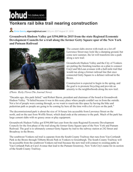Lohud: Yonkers Rail, Bike Trail Nearing Construction