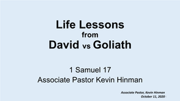 Life Lessons David Vs Goliath