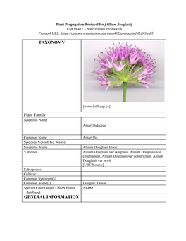 TAXONOMY Plant Family Species Scientific Name GENERAL