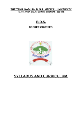 Syllabus 2017-18 for BDS Degree Course
