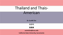 Thailand and Thais-American