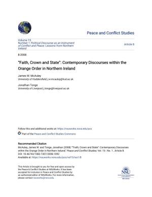 Contemporary Discourses Within the Orange Order in Northern Ireland