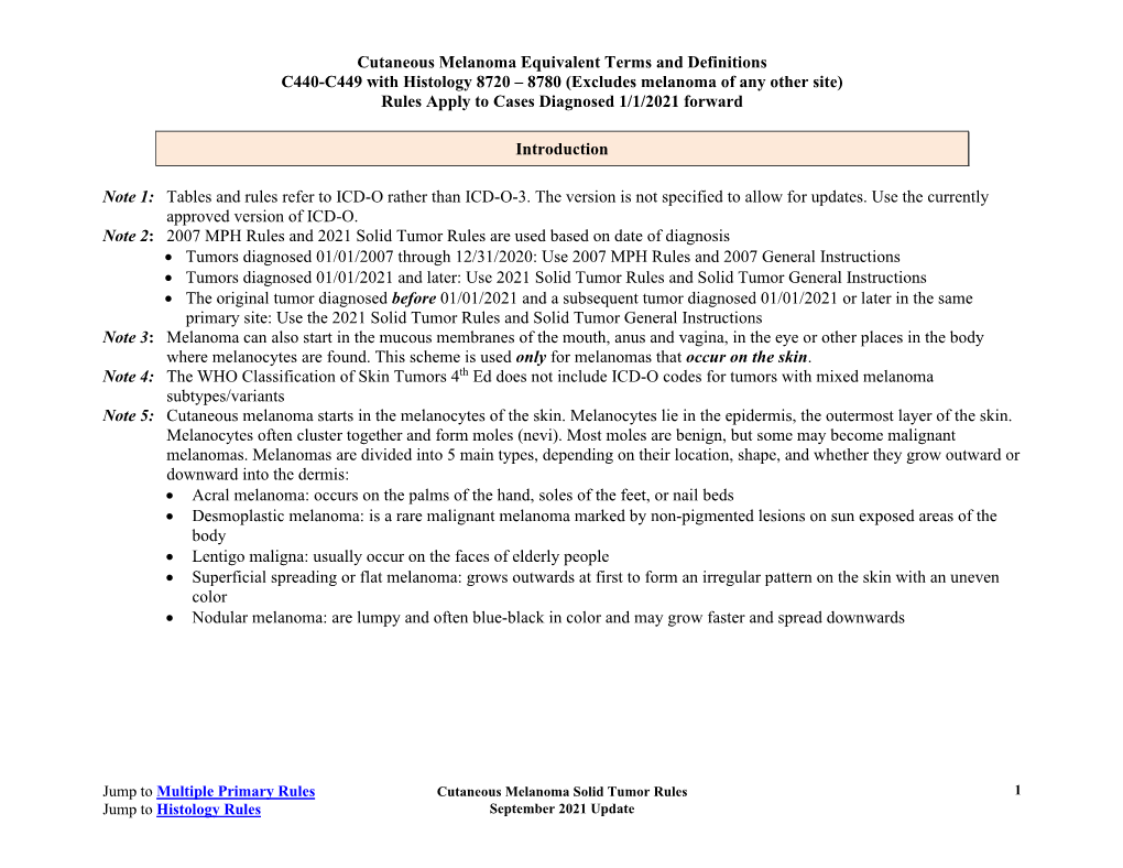 Cutaneous Melanoma Solid Tumor Rules DocsLib