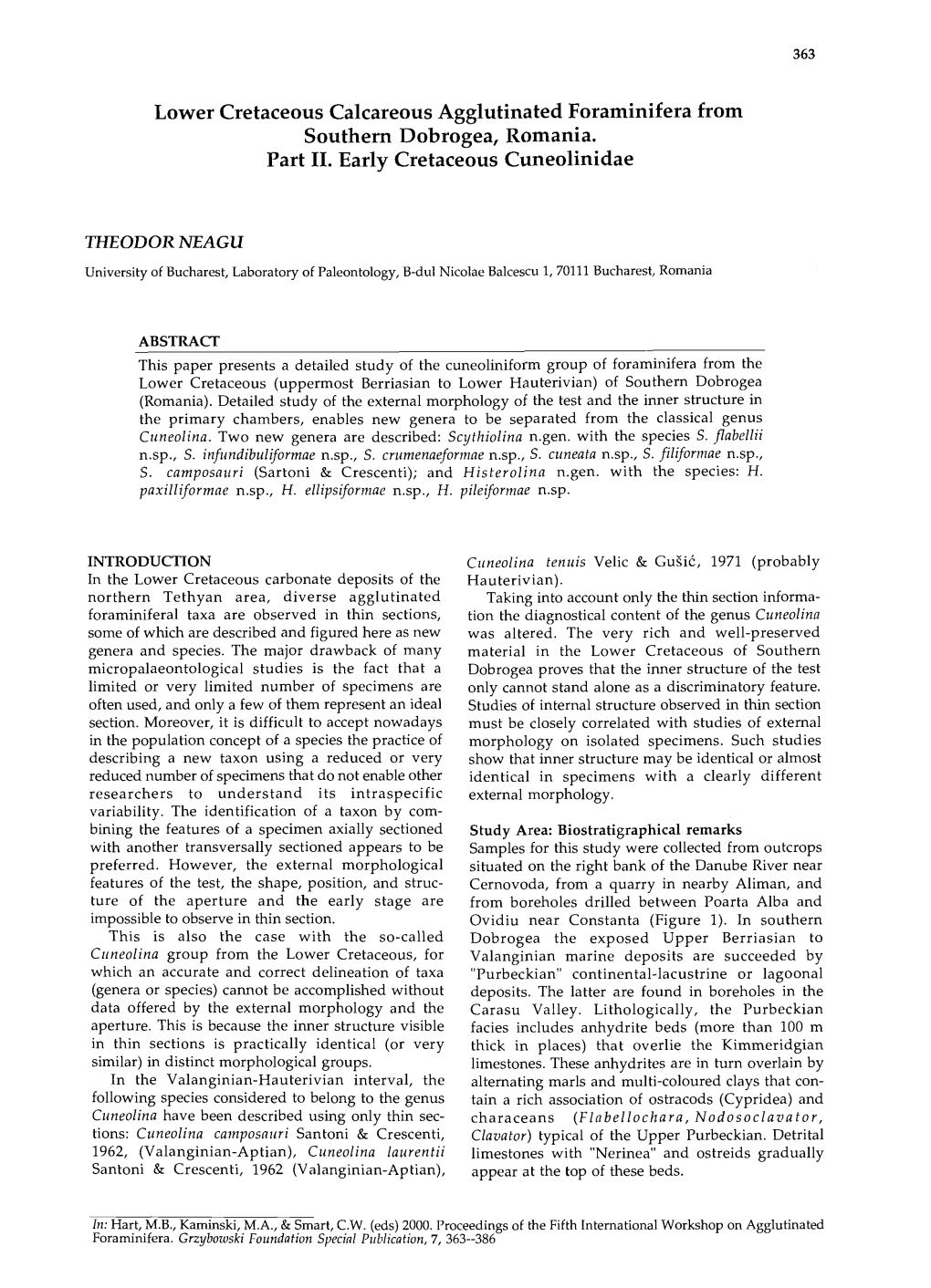 Lower Cretaceous Calcareous Agglutinated Foraminifera from Southern Dobrogea, Romania