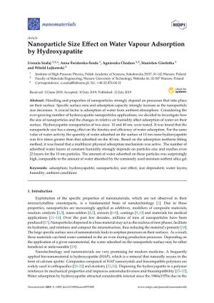 Nanoparticle Size Effect on Water Vapour Adsorption by Hydroxyapatite
