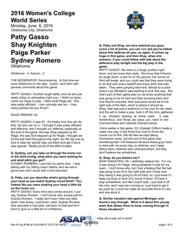 Patty Gasso Shay Knighten Paige Parker Sydney Romero