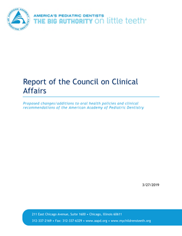 Report of the Council on Clinical Affairs