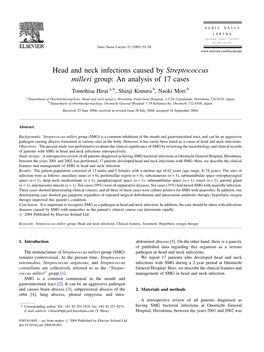 Head and Neck Infections Caused by Streptococcus Milleri Group