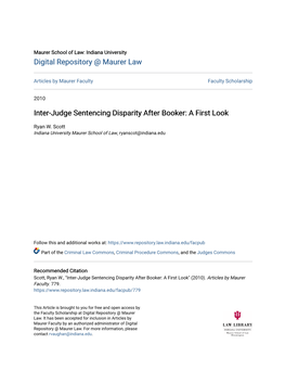 Inter-Judge Sentencing Disparity After Booker: a First Look