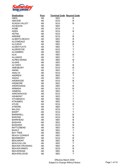 Destination Prov Terminal Code Beyond Code ABEE AB SED B
