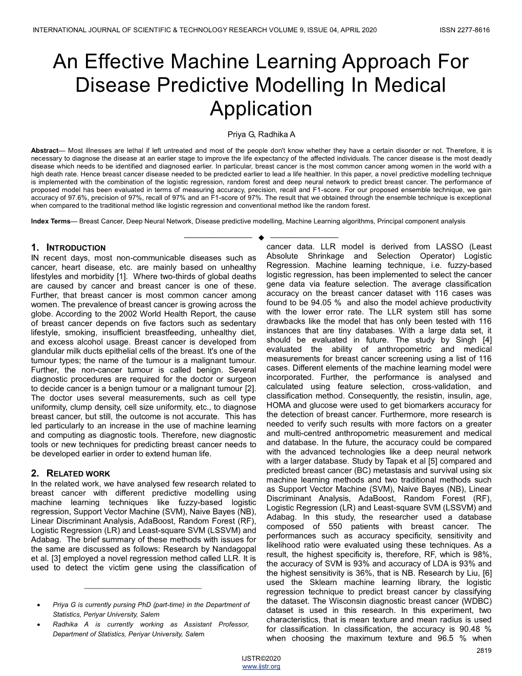 An Effective Machine Learning Approach For Disease Predictive Modelling ...