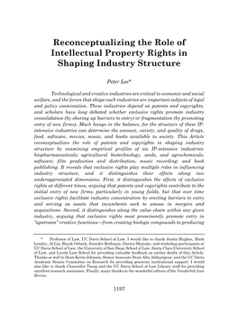 Reconceptualizing the Role of Intellectual Property Rights in Shaping Industry Structure