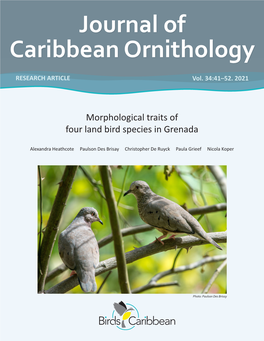 Morphological Traits of Four Land Bird Species in Grenada