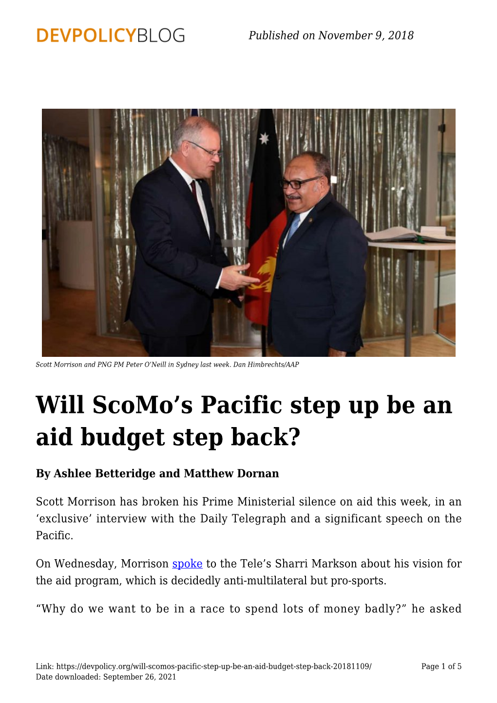S Pacific Step up Be an Aid Budget Step Back?