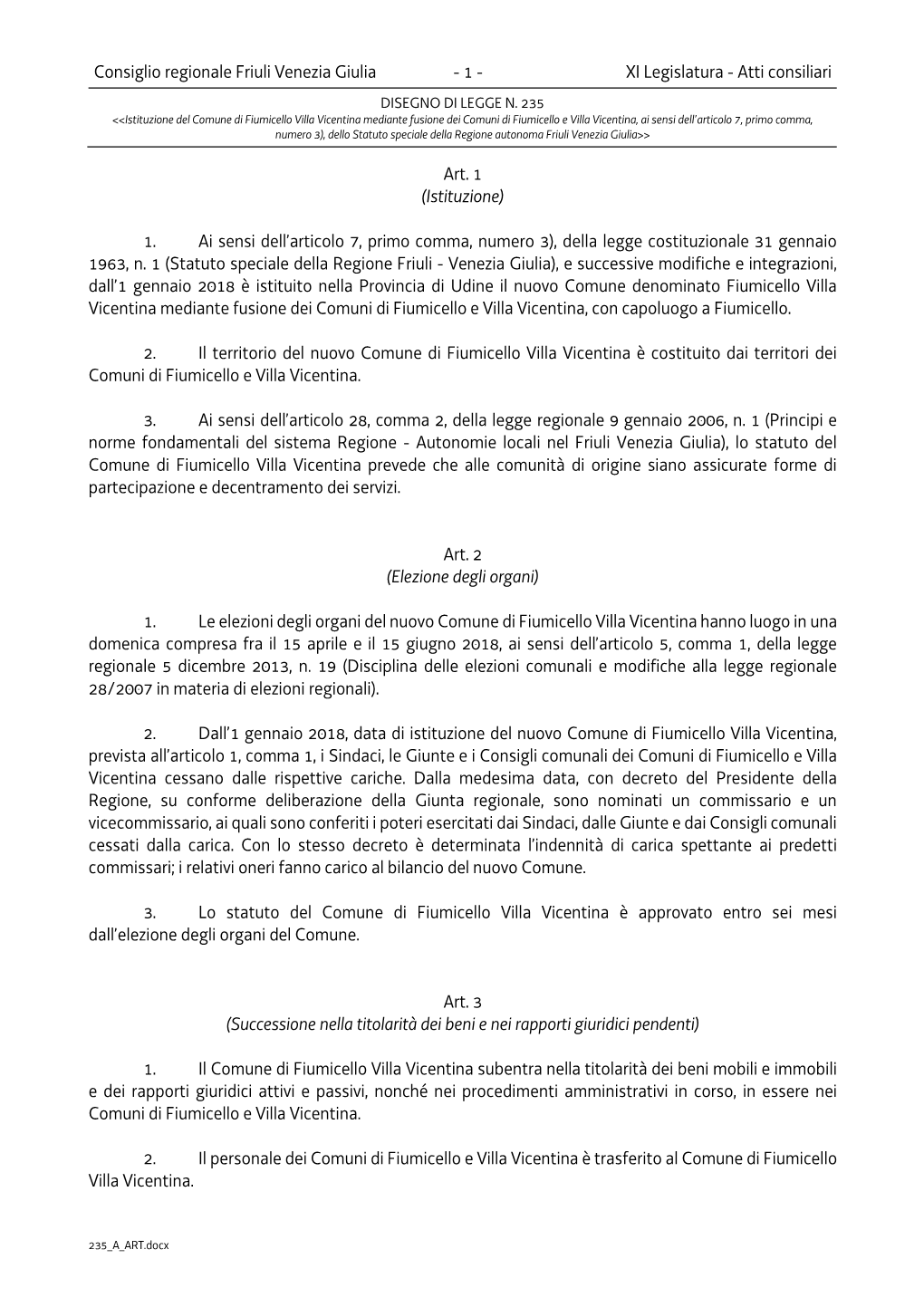 Atti Consiliari DISEGNO DI LEGGE N