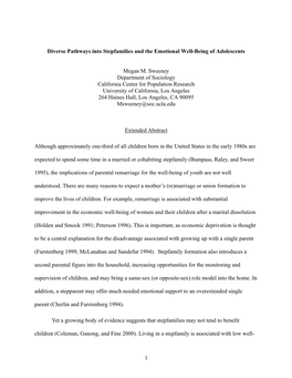 Are Stepfamilies Associated with the Emotional Well-Being of Adolescents