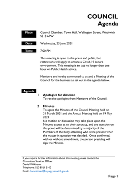 COUNCIL Agenda