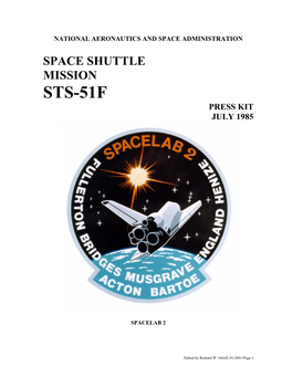 Space Shuttle Mission Sts-51F Press Kit July 1985