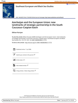 New Landmarks of Strategic Partnership in the South Caucasus–Caspian Basin