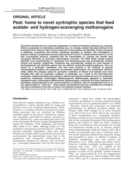 Peat: Home to Novel Syntrophic Species That Feed Acetate- and Hydrogen-Scavenging Methanogens