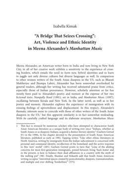 Art, Violence and Ethnic Identity in Meena Alexander's Manhattan Music