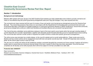 Cheshire East Council Community Governance Review Part One: Report