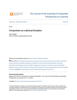 Composition As a Spiritual Discipline