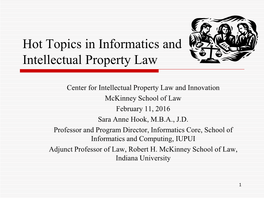 Hot Topics in Informatics and Intellectual Property Law