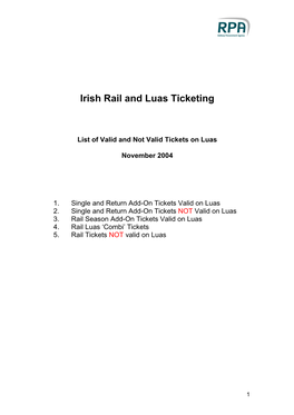 Irish Rail and Luas Ticketing