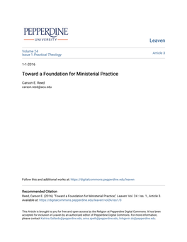Toward a Foundation for Ministerial Practice