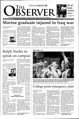 Marine Graduate Injured in Iraq War