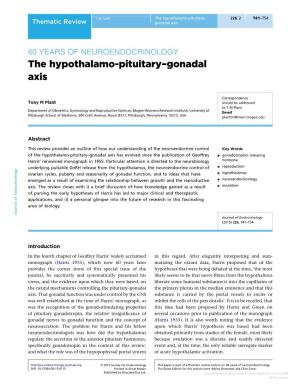 The Hypothalamo-Pituitary–Gonadal Axis