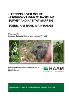 Hastings River Mouse (Pseudomys Oralis) Baseline Survey and Habitat Mapping