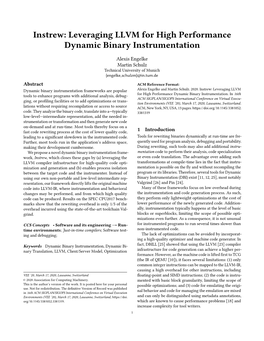 Instrew: Leveraging LLVM for High Performance Dynamic Binary Instrumentation