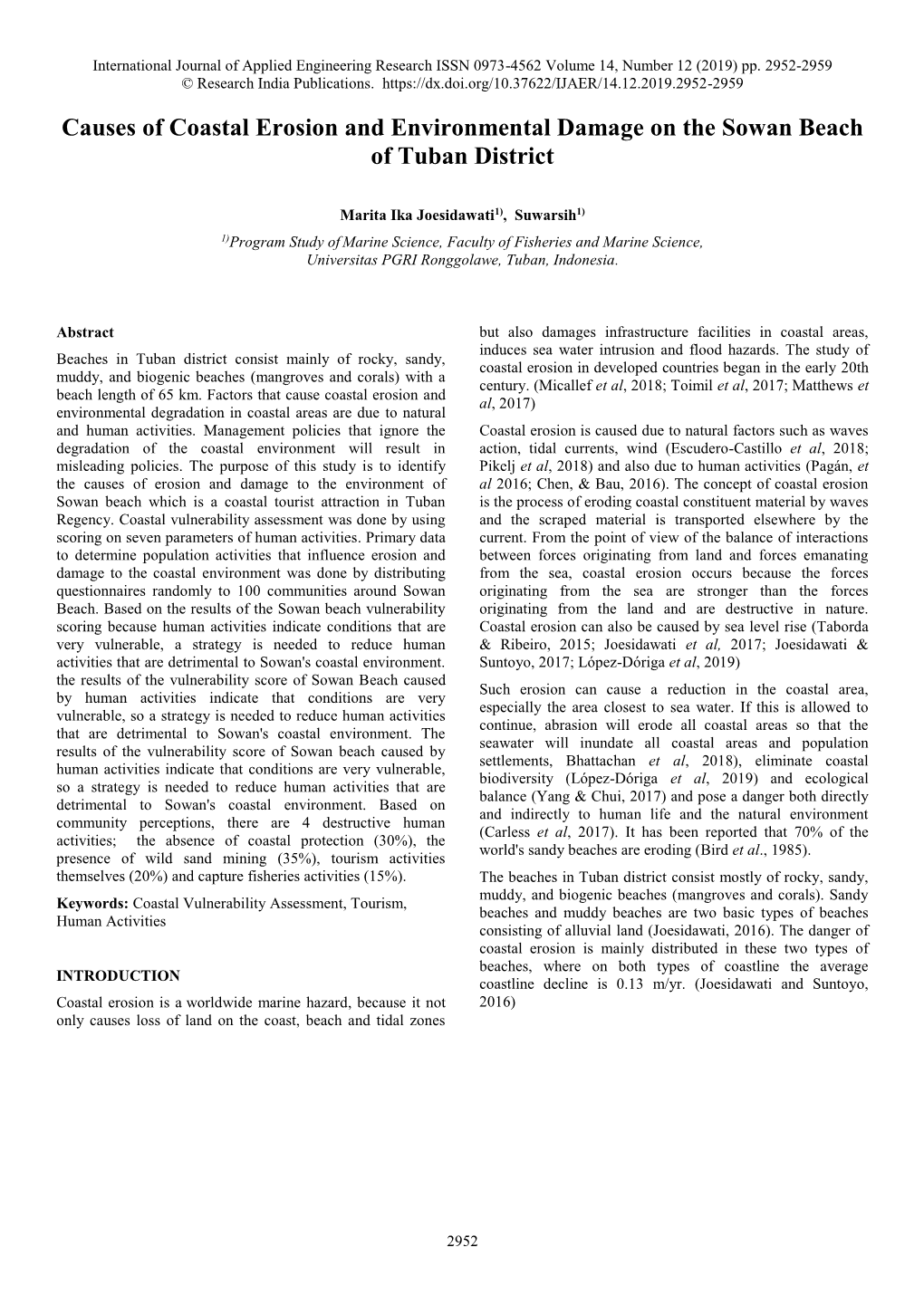 Causes of Coastal Erosion and Environmental Damage on the Sowan Beach of Tuban District