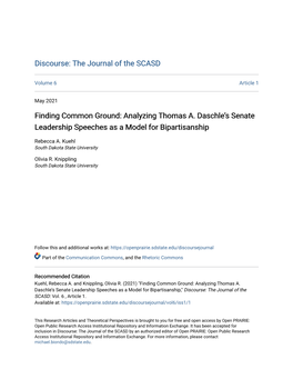 Analyzing Thomas A. Daschle's Senate Leadership Speeches As A