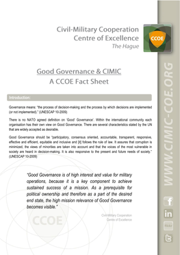 Good Governance & CIMIC