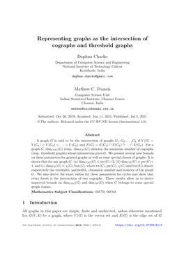 Representing Graphs As the Intersection of Cographs and Threshold Graphs
