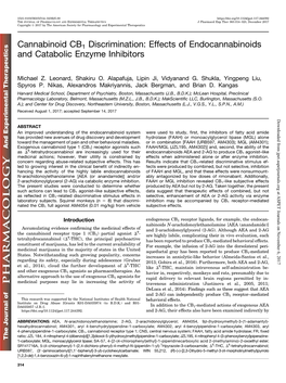 Cannabinoid CB1 Discrimination: Effects of Endocannabinoids and Catabolic Enzyme Inhibitors